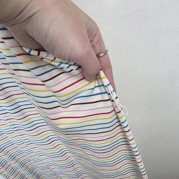 Boden White Colorful Summer Rainbow Striped Ella T-Shirt Maxi Dress Size 12 - Picture 6 of 10